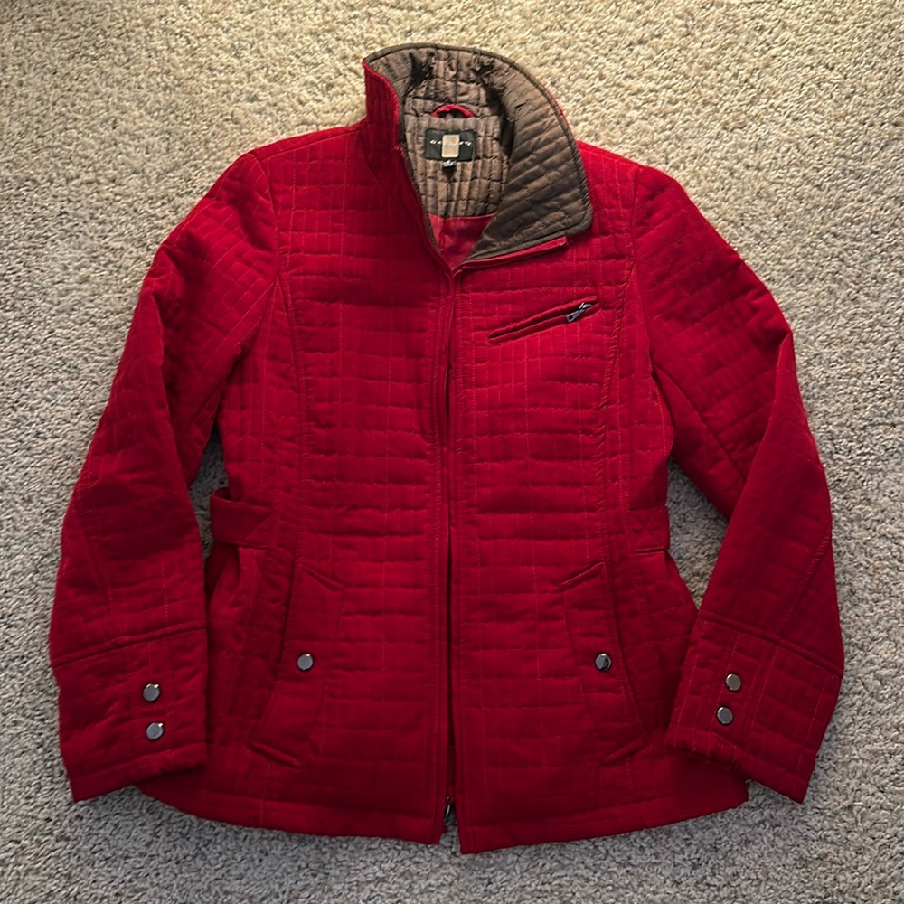 Quilted coat- water resistant- red